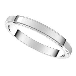 Rings Sterling Silver 2.5 mm Stepped-Edge Flat Band Size 11