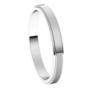 Rings Sterling Silver 2.5 mm Stepped-Edge Flat Band Size 7