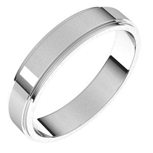 Rings Sterling Silver 4 mm Stepped-Edge Flat Band Size 7