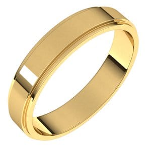Rings 14K Yellow 4 mm Stepped-Edge Flat Band Size 9