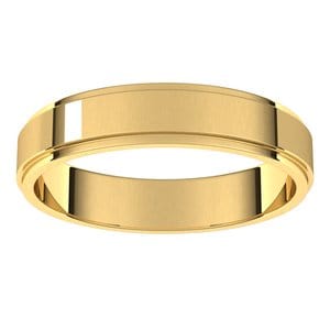 Rings 14K Yellow 4 mm Stepped-Edge Flat Band Size 9