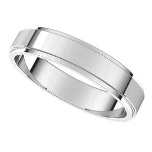 Rings Sterling Silver 4 mm Stepped-Edge Flat Band Size 7