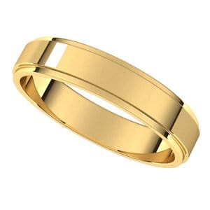 Rings 14K Yellow 4 mm Stepped-Edge Flat Band Size 9