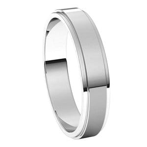 Rings Sterling Silver 4 mm Stepped-Edge Flat Band Size 7