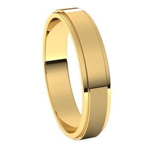 Rings 14K Yellow 4 mm Stepped-Edge Flat Band Size 9