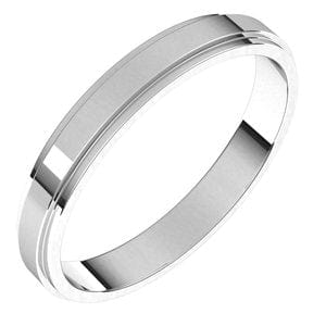 Rings Sterling Silver 3 mm Stepped-Edge Flat Band Size 11