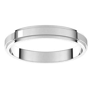 Rings Sterling Silver 3 mm Stepped-Edge Flat Band Size 11