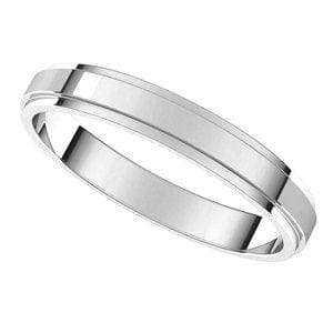 Rings Sterling Silver 3 mm Stepped-Edge Flat Band Size 11