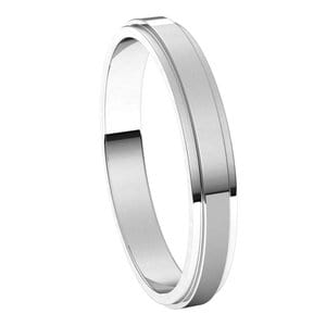 Rings Sterling Silver 3 mm Stepped-Edge Flat Band Size 11