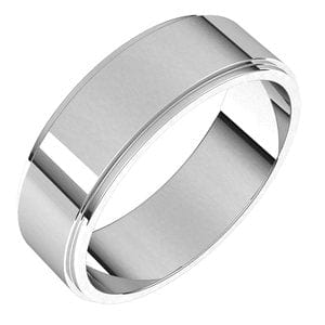 Rings Sterling Silver 6 mm Stepped-Edge Flat Band Size 9