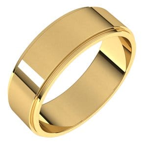 Rings 14K Yellow 6 mm Stepped-Edge Flat Band Size 8