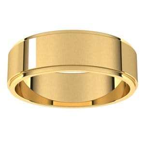Rings 14K Yellow 6 mm Stepped-Edge Flat Band Size 8