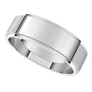 Rings Sterling Silver 6 mm Stepped-Edge Flat Band Size 9