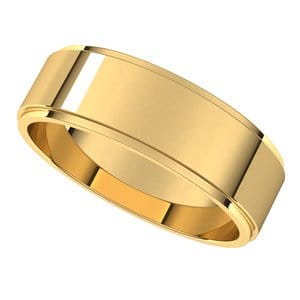 Rings 14K Yellow 6 mm Stepped-Edge Flat Band Size 8