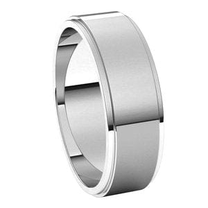 Rings Sterling Silver 6 mm Stepped-Edge Flat Band Size 9