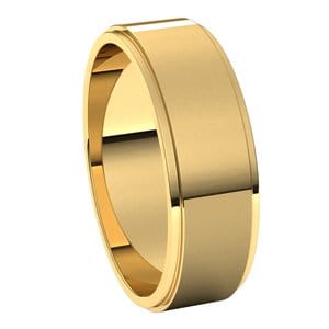 Rings 14K Yellow 6 mm Stepped-Edge Flat Band Size 8