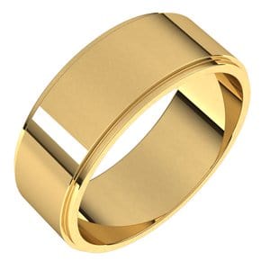 Rings 14K Yellow 7 mm Stepped-Edge Flat Band Size 8.5