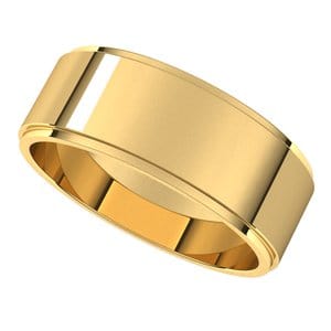 Rings 14K Yellow 7 mm Stepped-Edge Flat Band Size 8.5