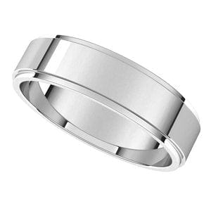 Rings Sterling Silver 5 mm Stepped-Edge Flat Band Size 7