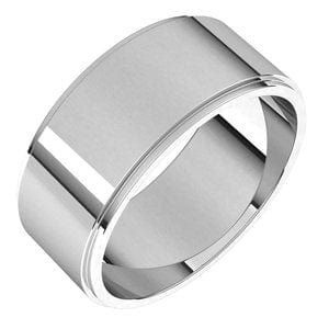 Rings Sterling Silver 8 mm Stepped-Edge Flat Band Size 7