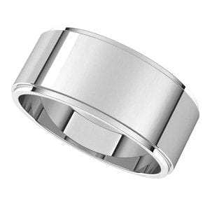 Rings Sterling Silver 8 mm Stepped-Edge Flat Band Size 7