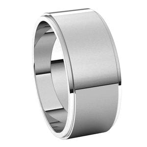 Rings Sterling Silver 8 mm Stepped-Edge Flat Band Size 7