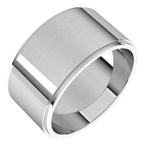 Rings Sterling Silver 10 mm Stepped-Edge Flat Band Size 7