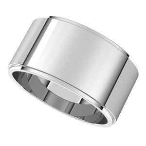 Rings Sterling Silver 10 mm Stepped-Edge Flat Band Size 7