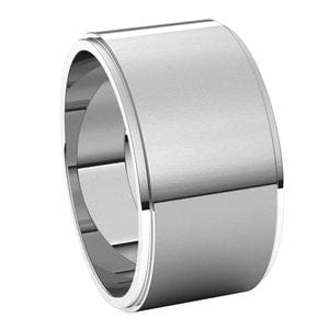 Rings Sterling Silver 10 mm Stepped-Edge Flat Band Size 7