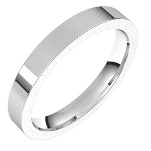 Rings Platinum 3 mm Comfort-Fit Flat Band Size 6