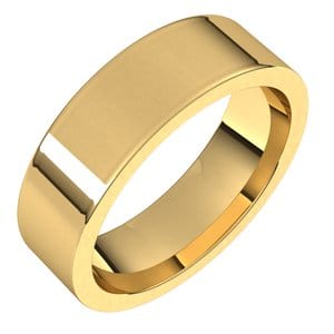 Rings 18K Yellow 6 mm Comfort-Fit Flat Band Size 10