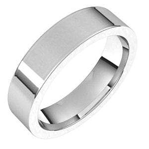 Rings 14K White 5 mm Comfort-Fit Flat Band Size 8.5