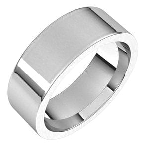 Rings 14K White 7 mm Comfort-Fit Flat Band Size 9