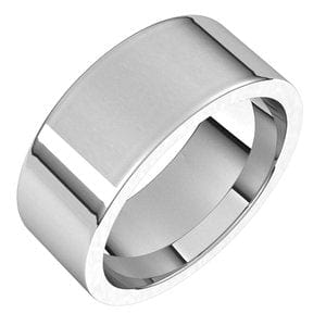 Rings 14K White 8 mm Comfort-Fit Flat Band Size 9
