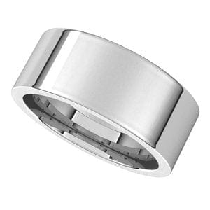 Rings 14K White 8 mm Comfort-Fit Flat Band Size 9