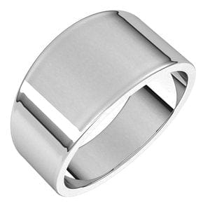 Rings 14K White 10 mm Tapered Flat Band Size 9