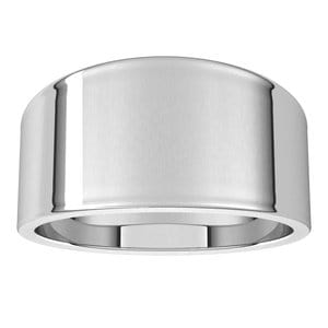 Rings 14K White 10 mm Tapered Flat Band Size 9