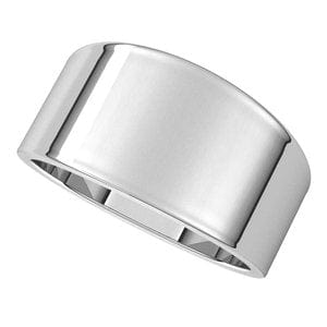 Rings 14K White 10 mm Tapered Flat Band Size 9