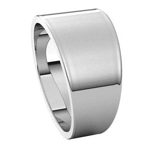 Rings 14K White 10 mm Tapered Flat Band Size 9