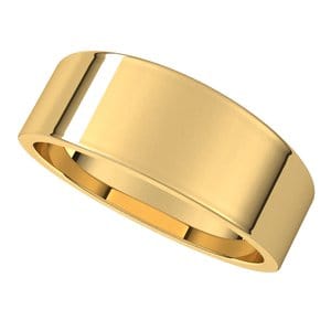 Rings 18K Yellow 7 mm Tapered Flat Band Size 9.5
