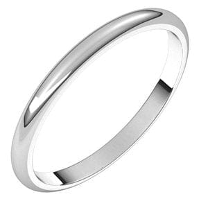 Sterling Silver 2 mm Half Round Band Size 2.5