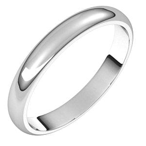 Rings Platinum 3 mm Half Round Band Size 7