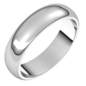 Rings Platinum 5 mm Half Round Band Size 6