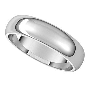 Rings Platinum 5 mm Half Round Band Size 6