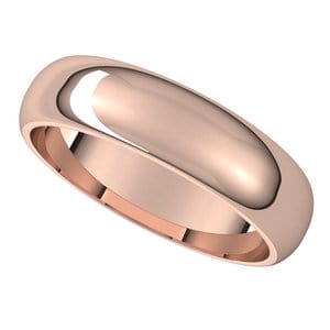 Rings 10K Rose 5 mm Half Round Band Size 9