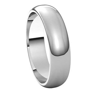 Rings Platinum 5 mm Half Round Band Size 6