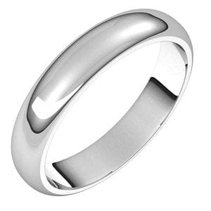 Rings 18K White 4 mm Half Round Band Size 5