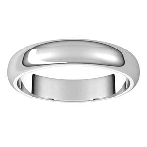 Rings 18K White 4 mm Half Round Band Size 5
