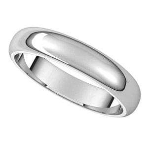 Rings 18K White 4 mm Half Round Band Size 5