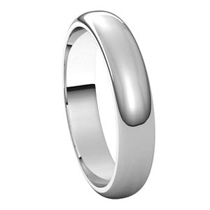 Rings 18K White 4 mm Half Round Band Size 5